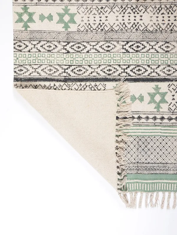 Green_And_Black_Cotton_Hand_Block_Printed_Rug