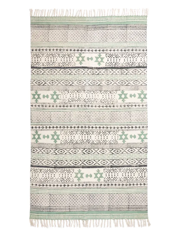 Green_And_Black_Cotton_Hand_Block_Printed_Rug
