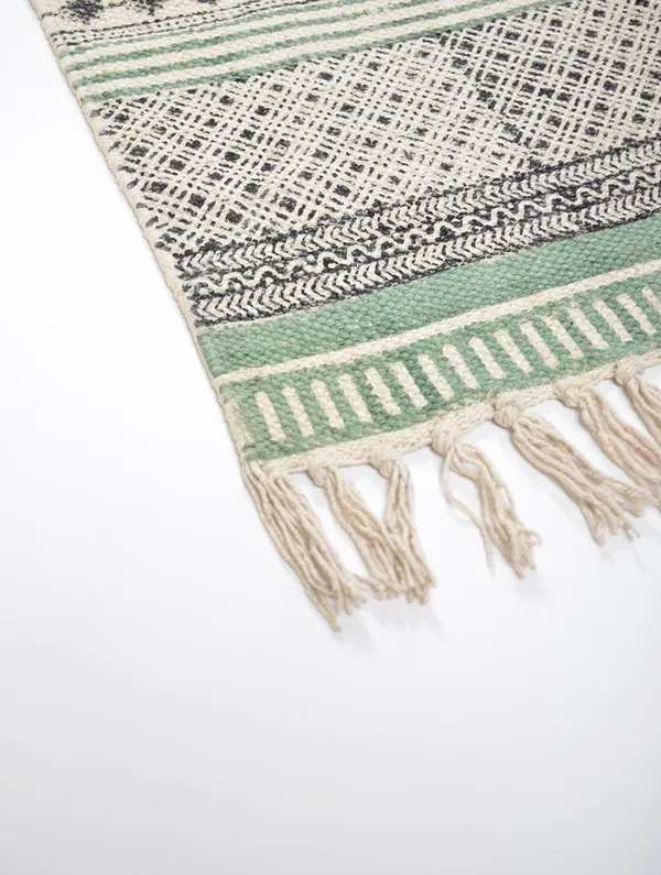 Green_And_Black_Cotton_Hand_Block_Printed_Rug