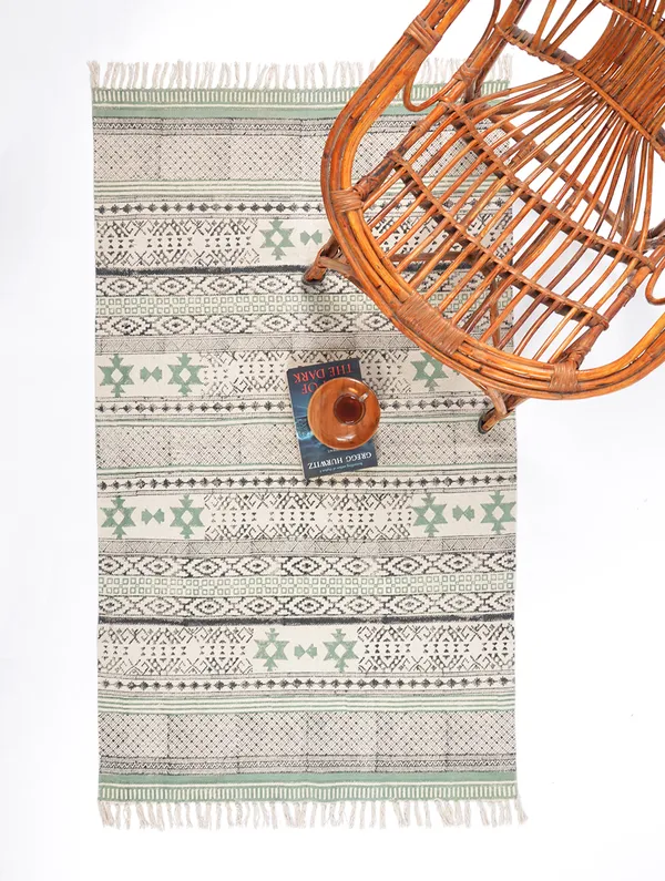 Green_And_Black_Cotton_Hand_Block_Printed_Rug