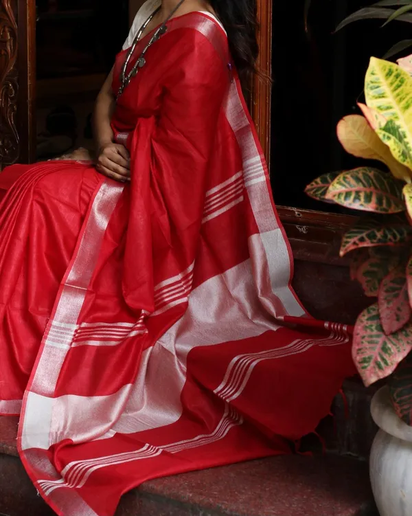 Red_Bhagalpuri_Cotton_Linen_Saree_For_Women