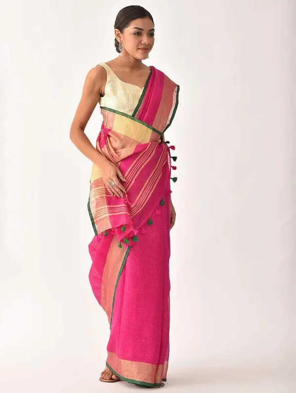 Pink_Bhagalpuri_Cotton_Linen_Saree_For_Women