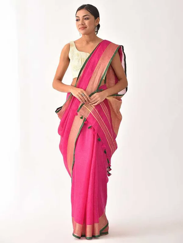 Pink_Bhagalpuri_Cotton_Linen_Saree_For_Women