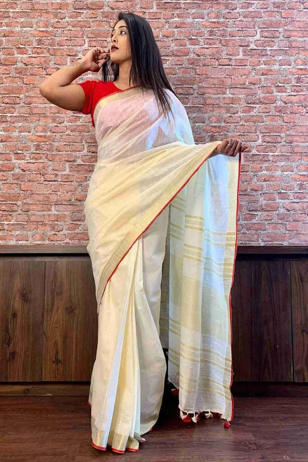 White_Bhagalpuri_Cotton_Linen_Saree_For_Women