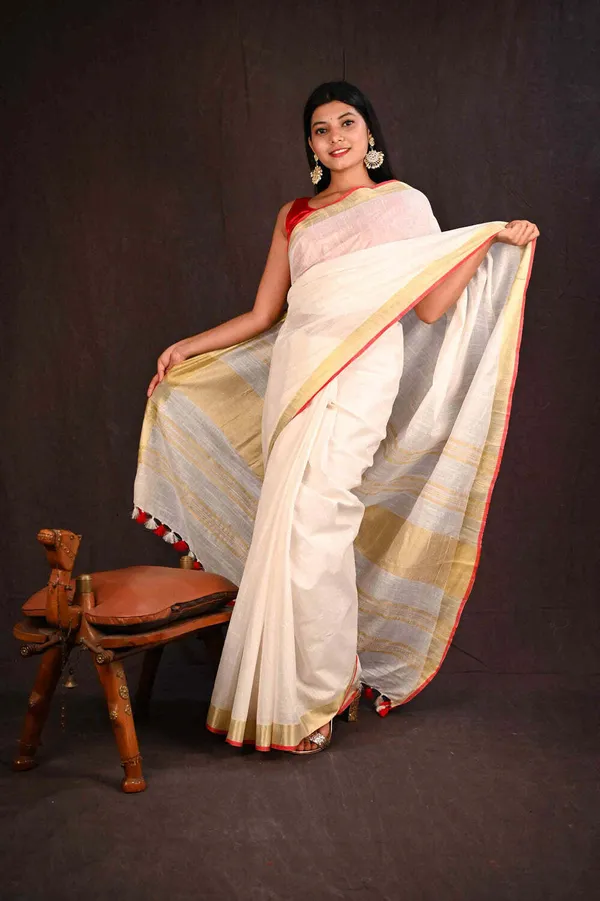 White_Bhagalpuri_Cotton_Linen_Saree_For_Women
