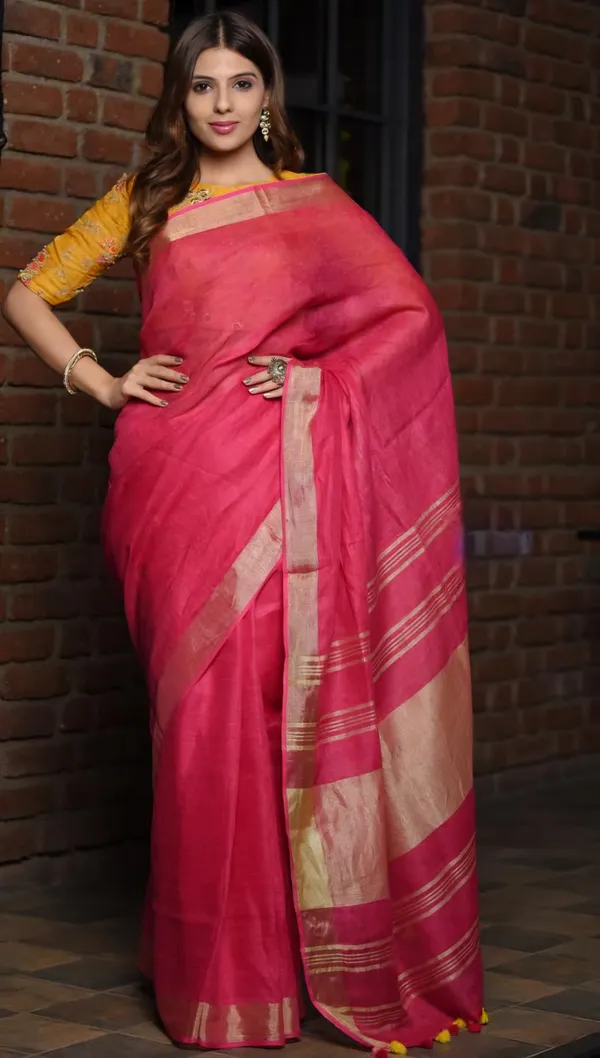 Pink_Bhagalpuri_Cotton_Linen_Saree_For_Women