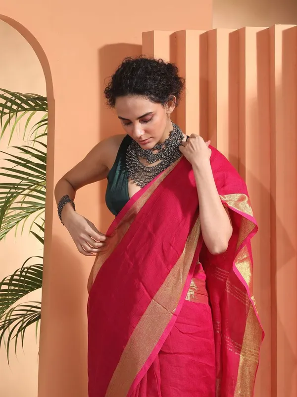 Pink_Bhagalpuri_Cotton_Linen_Saree_For_Women