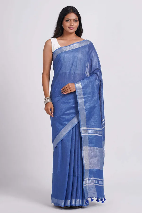 Blue_Bhagalpuri_Cotton_Linen_Saree_For_Women