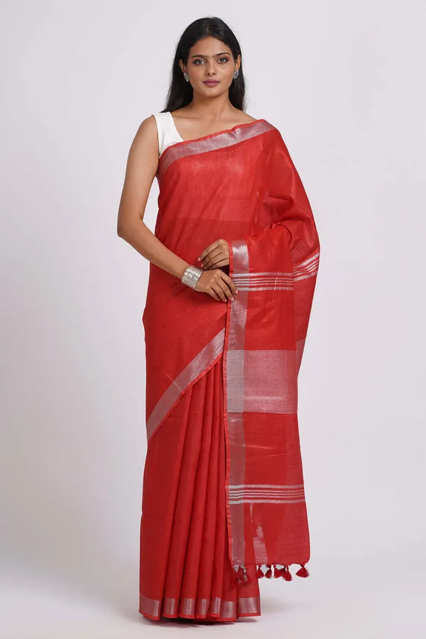 Red_Bhagalpuri_Cotton_Linen_Saree_For_Women