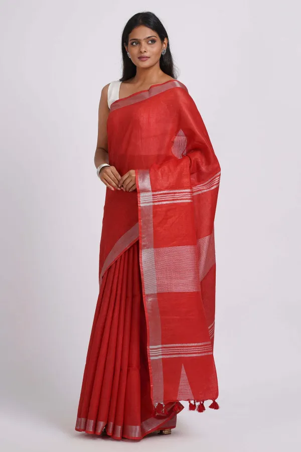Red_Bhagalpuri_Cotton_Linen_Saree_For_Women