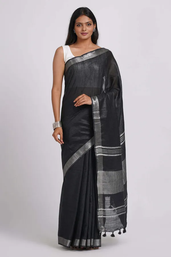 Black_Bhagalpuri_Cotton_Linen_Saree_For_Women