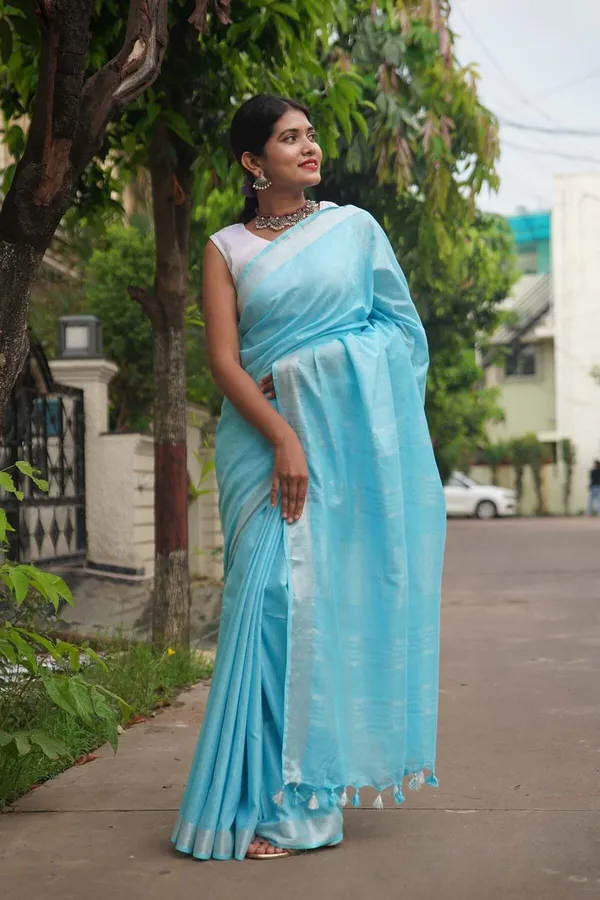 Sky_Blue_Bhagalpuri_Cotton_Linen_Saree_For_Women