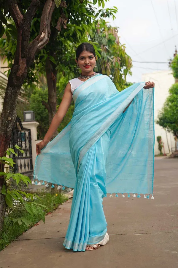 Sky_Blue_Bhagalpuri_Cotton_Linen_Saree_For_Women