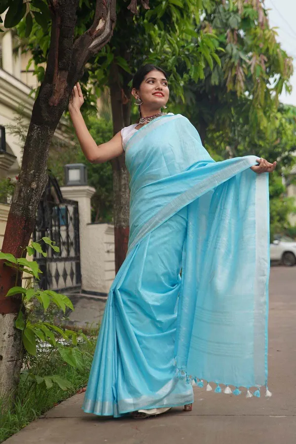 Sky_Blue_Bhagalpuri_Cotton_Linen_Saree_For_Women