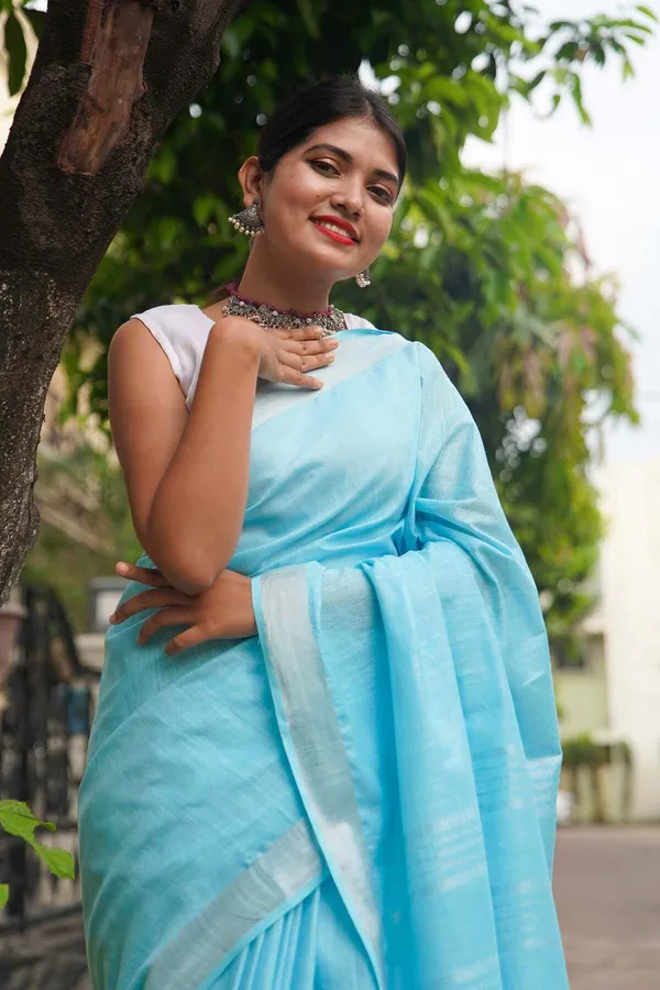Sky_Blue_Bhagalpuri_Cotton_Linen_Saree_For_Women