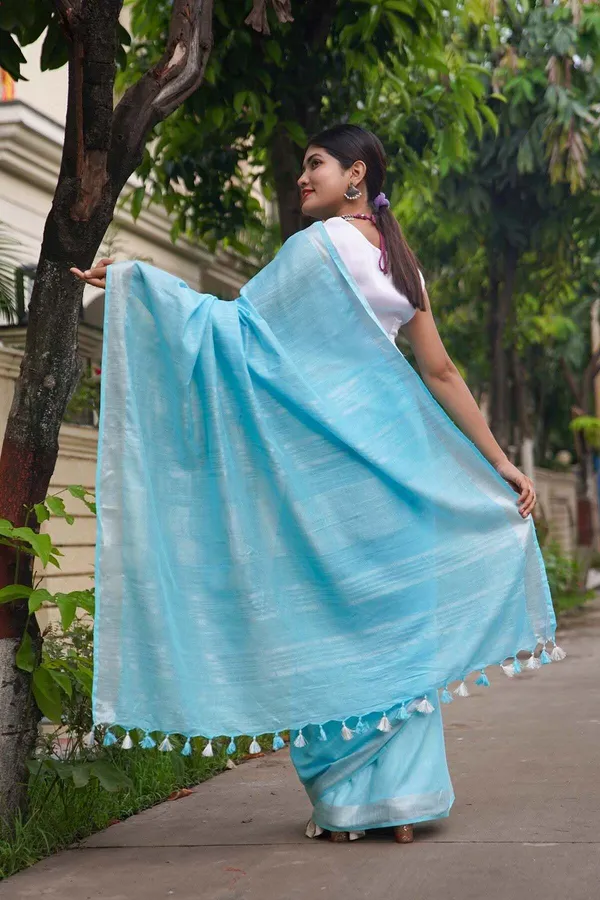 Sky_Blue_Bhagalpuri_Cotton_Linen_Saree_For_Women