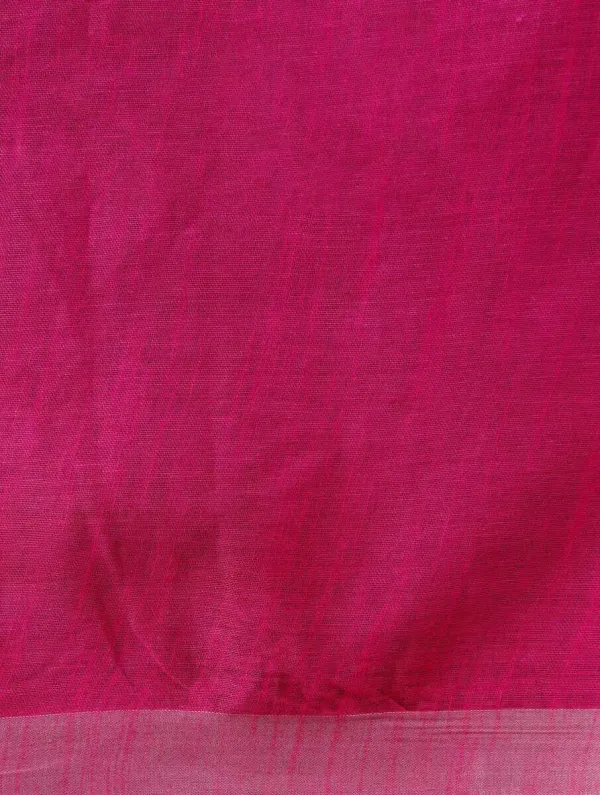 Hot_Pink_Bhagalpuri_Cotton_Linen_Saree_For_Women
