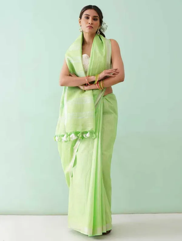 Light_Green_Bhagalpuri_Cotton_Linen_Saree_For_Women