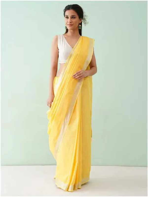 Yellow_Bhagalpuri_Cotton_Linen_Saree_For_Women