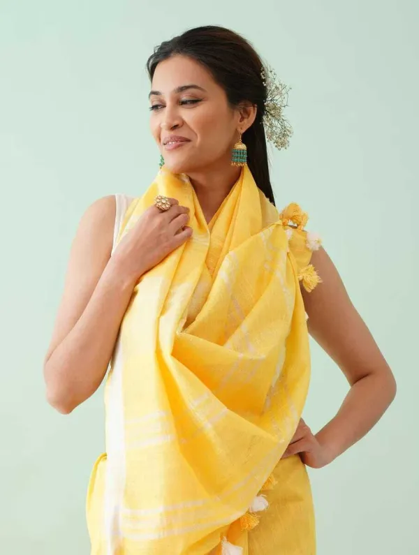 Yellow_Bhagalpuri_Cotton_Linen_Saree_For_Women
