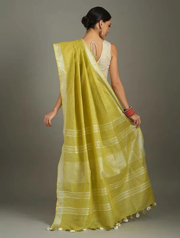 Lime_Green_Bhagalpuri_Cotton_Linen_Saree_For_Women