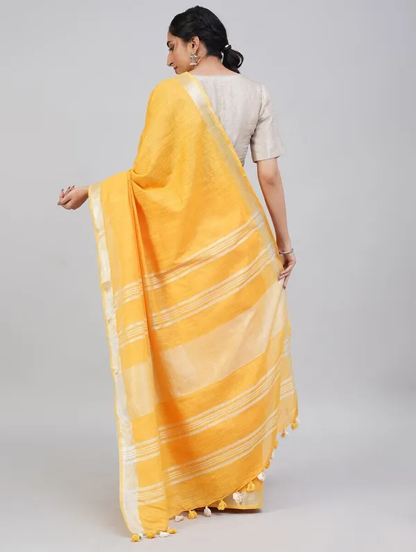 Yellow_Bhagalpuri_Cotton_Linen_Saree_For_Women