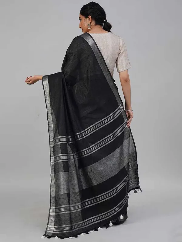 Black_Bhagalpuri_Cotton_Linen_Saree_For_Women