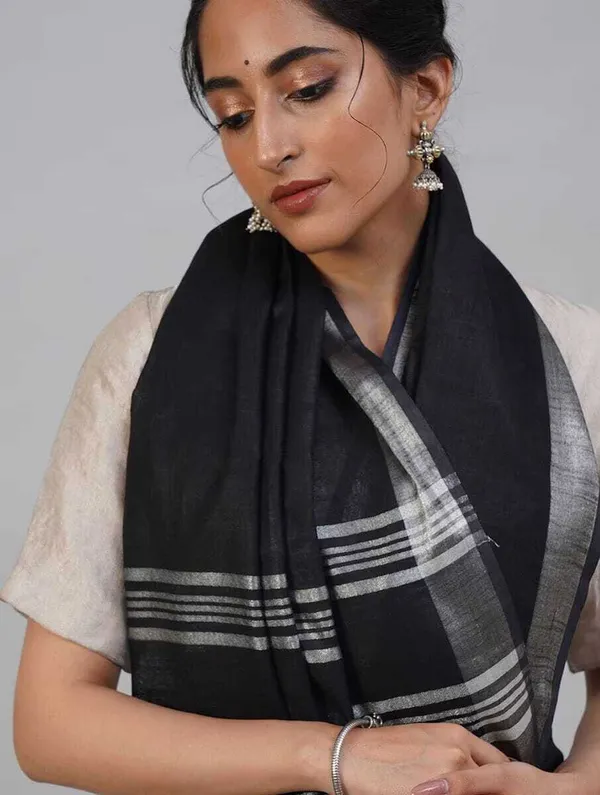 Black_Bhagalpuri_Cotton_Linen_Saree_For_Women