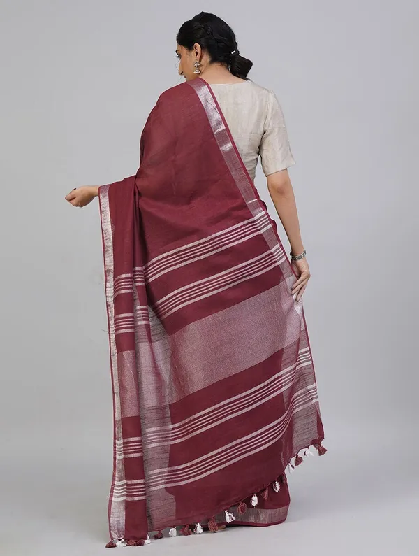 Maroon_Bhagalpuri_Cotton_Linen_Saree_For_Women