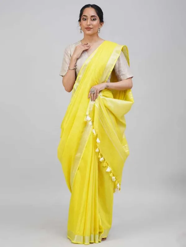 Yellow_Bhagalpuri_Cotton_Linen_Saree_For_Women