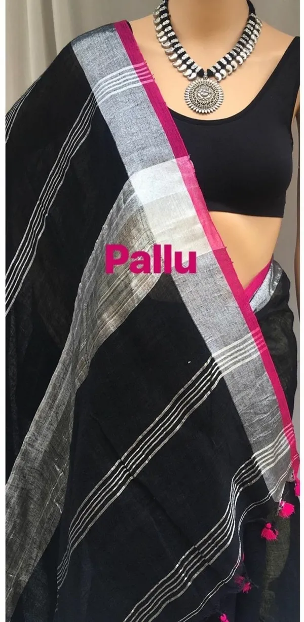 Black_Bhagalpuri_Cotton_Linen_Saree_For_Women