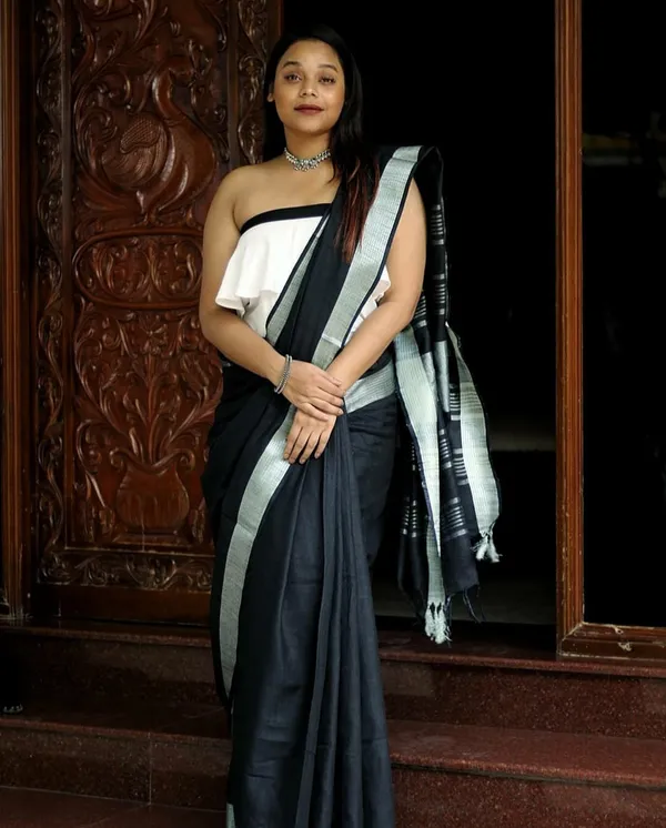 Black_Bhagalpuri_Cotton_Linen_Saree_For_Women