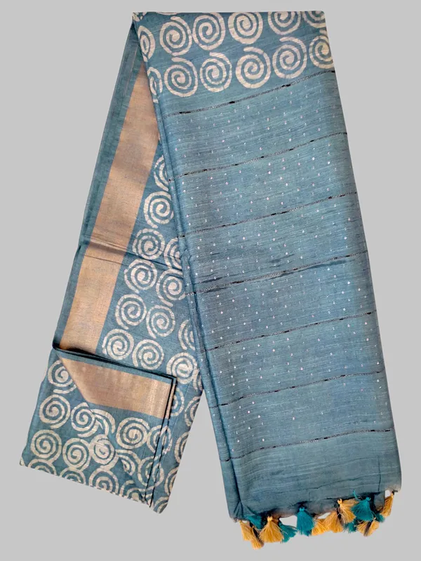 Blue_Hand_Batik_Silk_Blend_Saree_For_Women