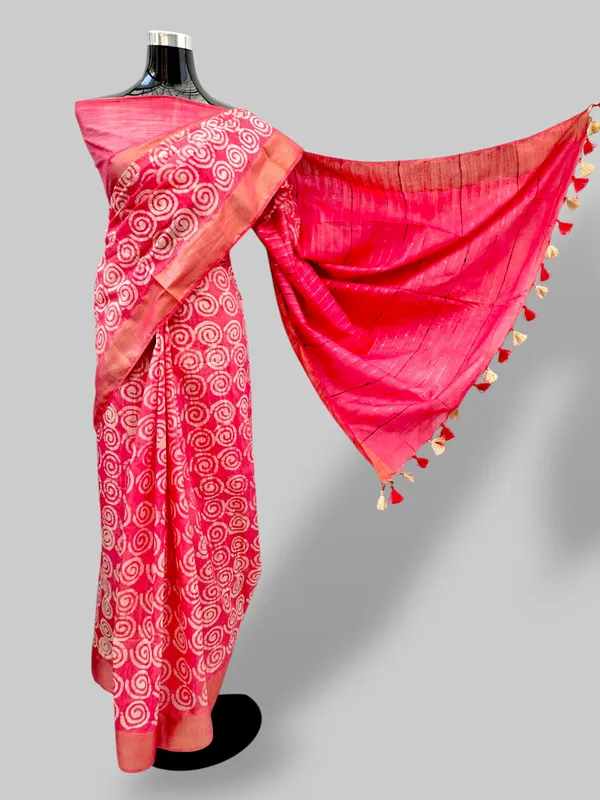Pink_Hand_Batik_Silk_Blend_Saree_For_Women