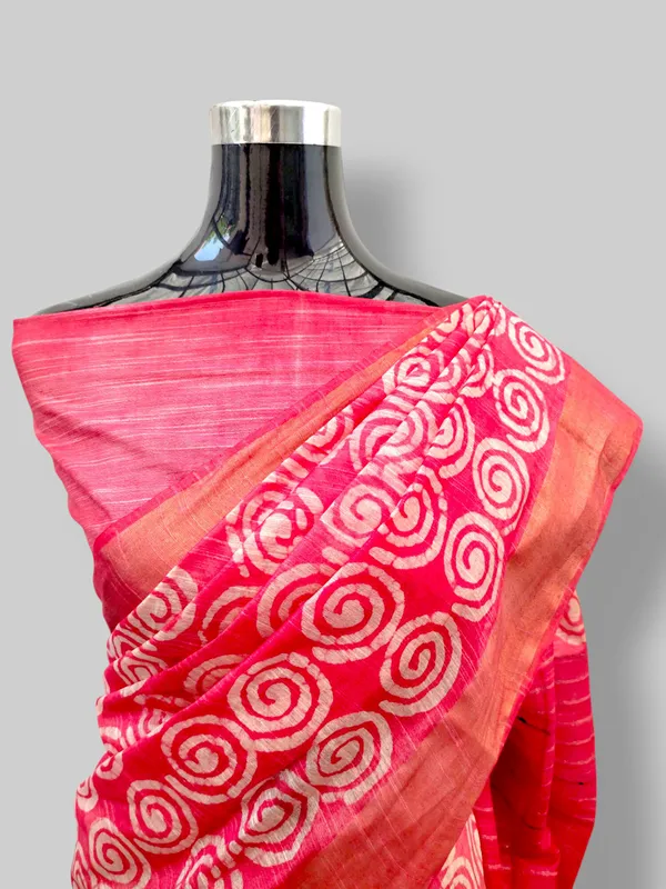 Pink_Hand_Batik_Silk_Blend_Saree_For_Women