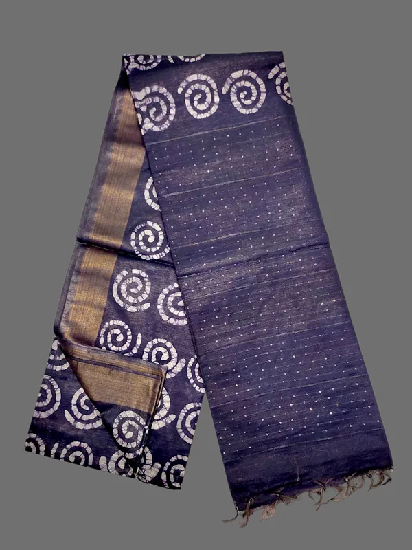 Blue_Hand_Batik_Silk_Blend_Saree_For_Women