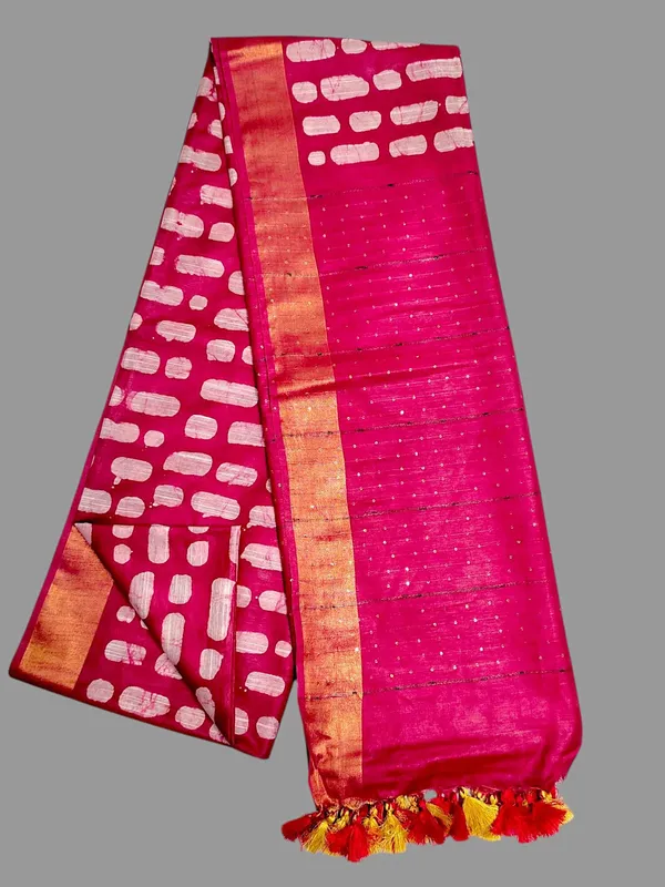 Maroon_Hand_Batik_Cotton_Silk_Saree_For_Women
