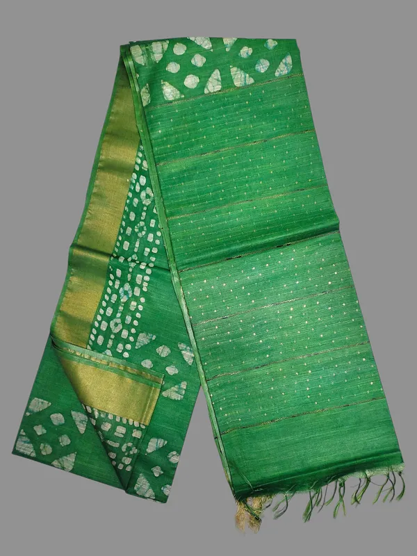Green_Hand_Batik_Silk_Blend_Saree_For_Women