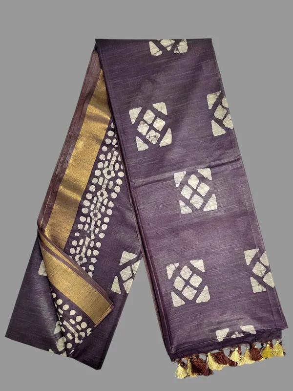 Brown_Hand_Batik_Silk_Blend_Saree_For_Women