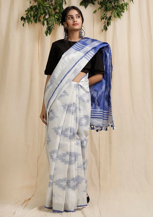 Multicolor_Ikkat_Cotton_Blend_Saree_For_Women