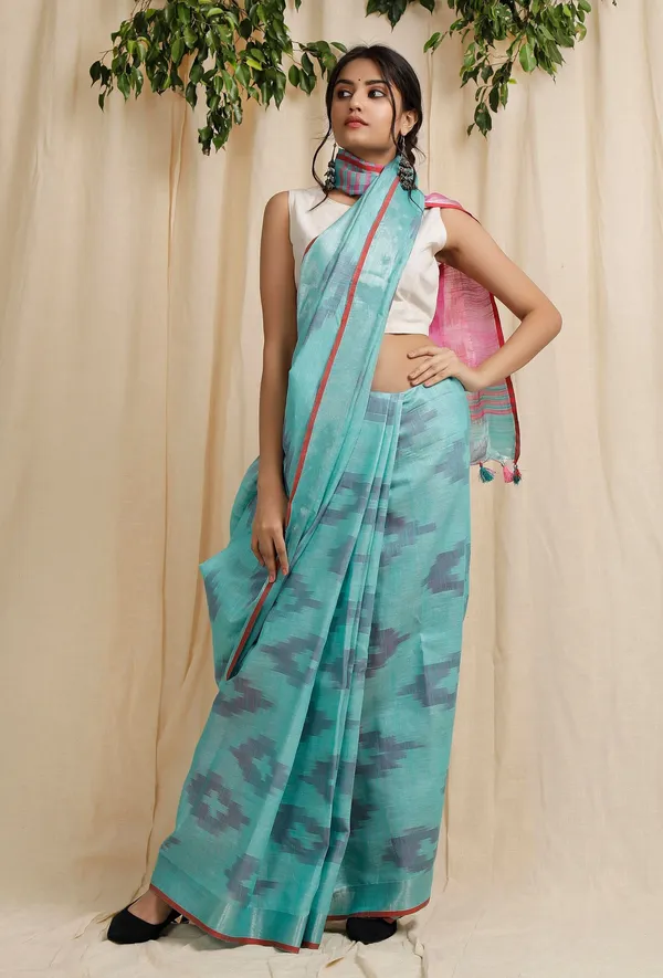 Multicolor_Bhagalpuri_Cotton_Blend_Saree_For_Women