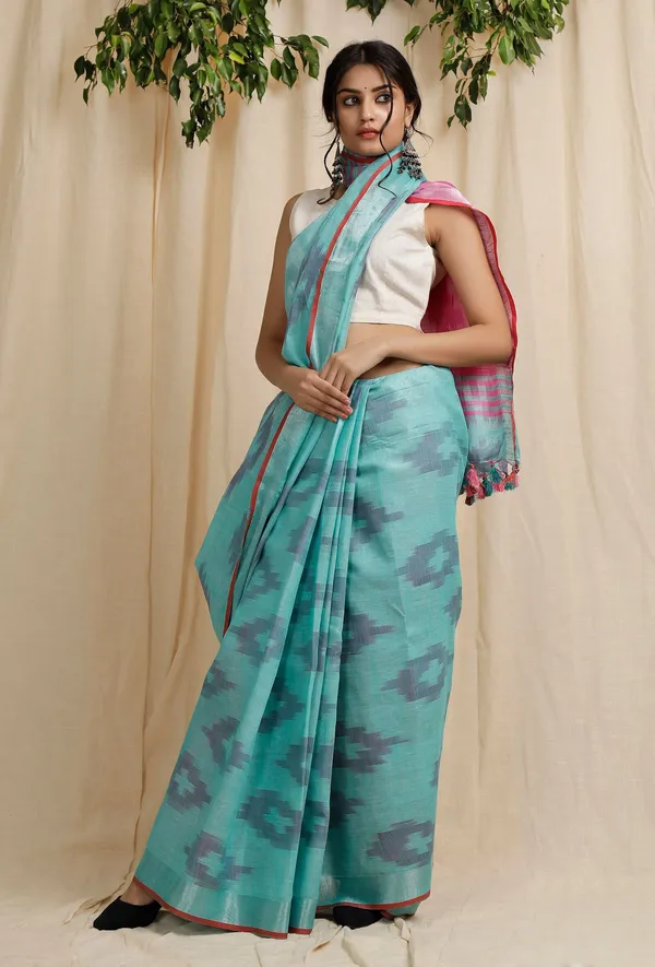 Multicolor_Bhagalpuri_Cotton_Blend_Saree_For_Women