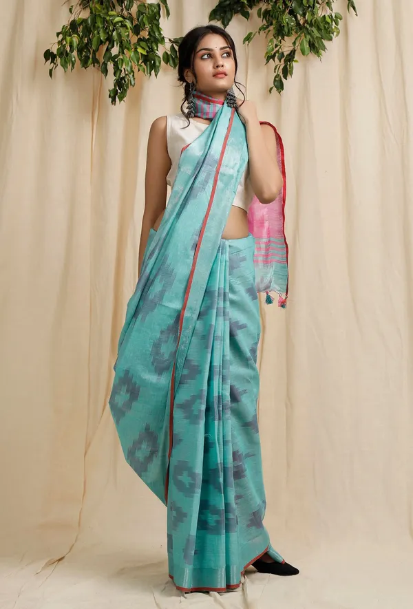 Multicolor_Bhagalpuri_Cotton_Blend_Saree_For_Women