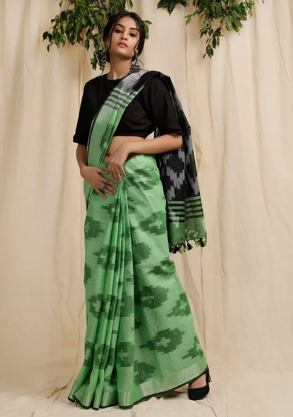 Multicolor_Bhagalpuri_Cotton_Blend_Saree_For_Women