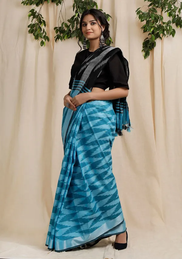 Multicolor_Bhagalpuri_Cotton_Blend_Saree_For_Women