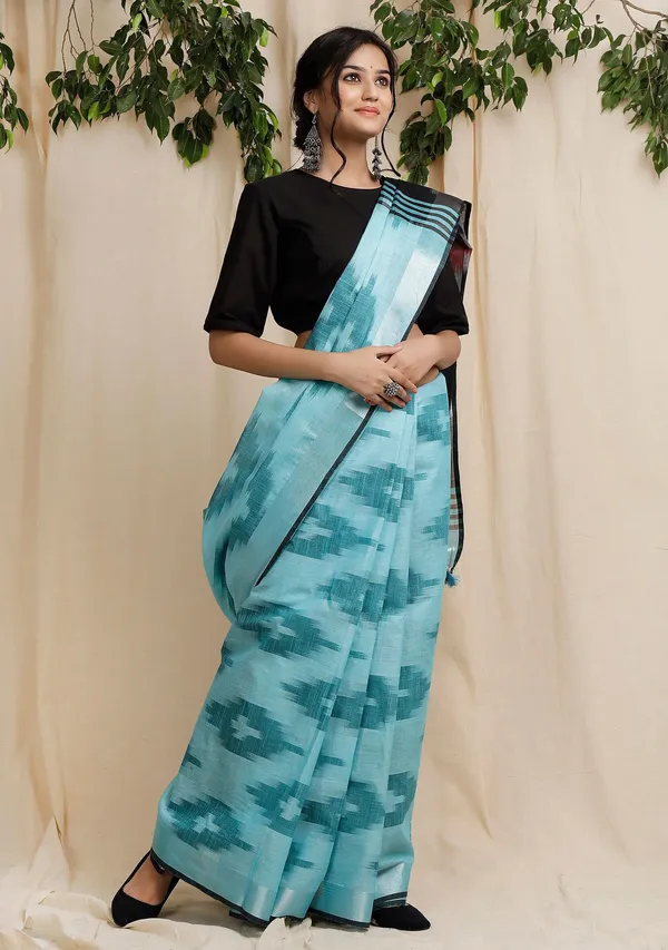 Multicolor_Bhagalpuri_Cotton_Blend_Saree_For_Women
