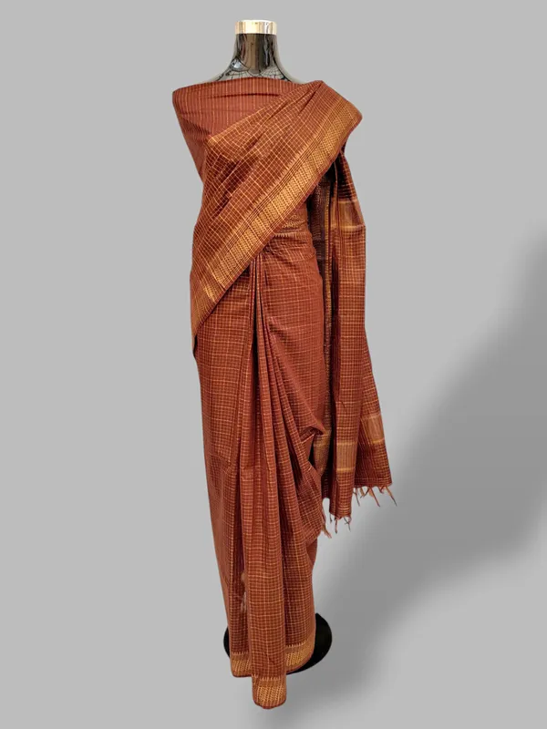 Brown_Daily_Wear_Cotton_Silk_Saree_For_Women