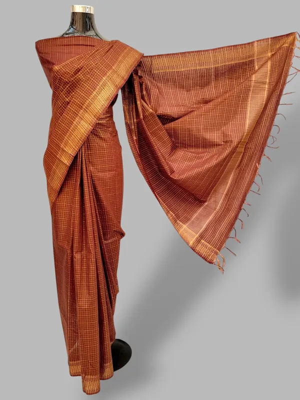 Brown_Daily_Wear_Cotton_Silk_Saree_For_Women