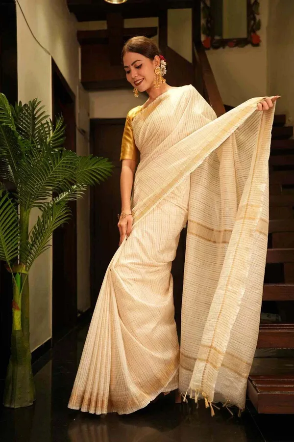 White_Bhagalpuri_Cotton_Silk_Saree_For_Women