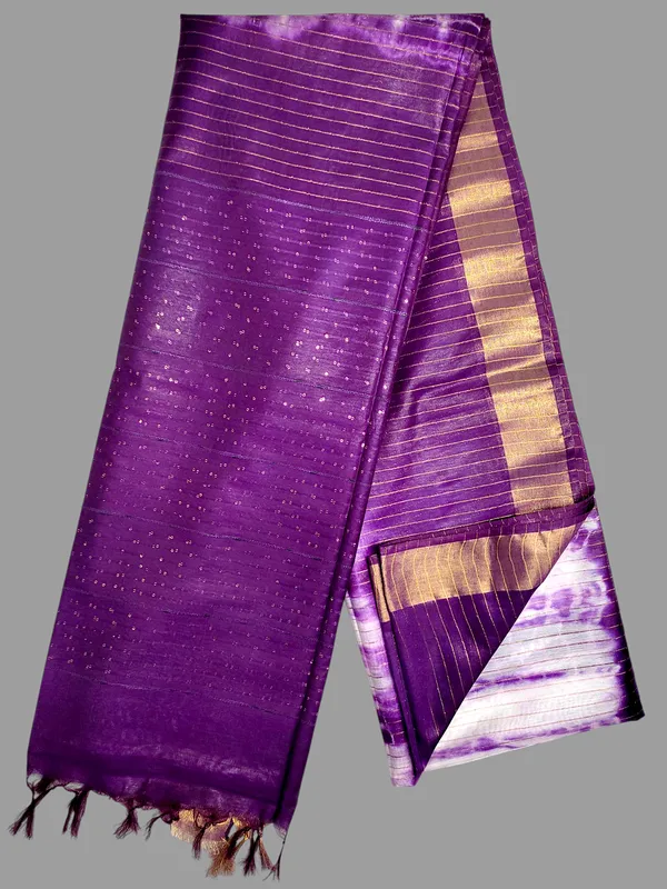 Purple_Handcrafted_Colorblock_Cotton_Silk_Blend_Saree_with_Running_Blouse_Piece_–_Woven_by_Bhagalpur_Artisans_|_Hatha_Karagha